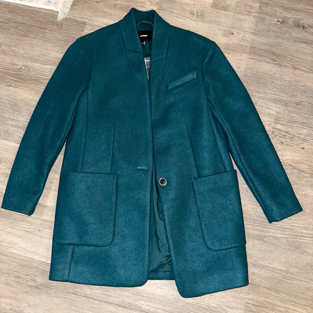 NWT Express Shawl Deep Teal Collar One Button Coat Size XS For Women